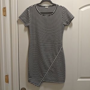 NWOT JDY Black and White Striped Assymetric Dress